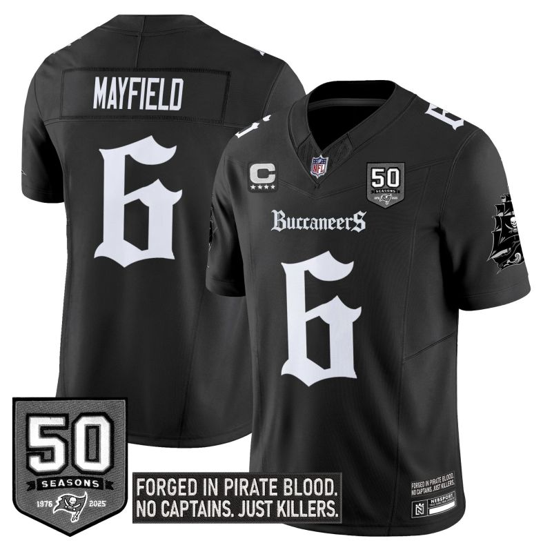 Men 2025 Nike Tampa Bay Buccaneers #6 Mayfield Black 7th generation Limited NFL Jersey 001->tampa bay buccaneers->NFL Jersey
